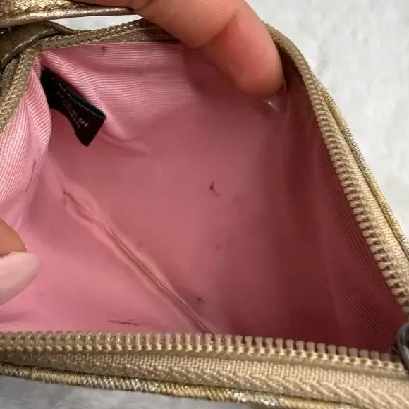 COACH Gold Silver Signature Wristlet - Picture 3 of 3